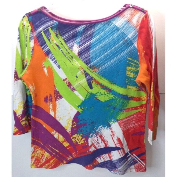 Westbound Small 100% Cotton T Shirt Bright Colors 3/4  Sleeve Boat Neck  *O - Picture 1 of 6